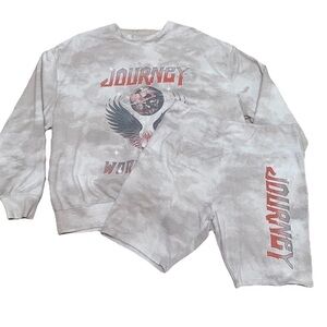 Women’s 2021 Journey Tour Sweatshirt XL & Matching Shorts Large Gray Tie Dyed